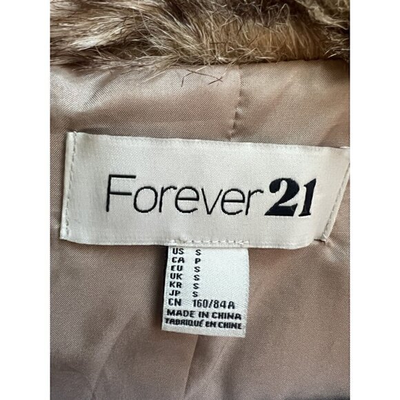 Forever 21 Faux Fur Vest Small Beige & Brown Lined Outerwear, SMALL - Picture 3 of 4